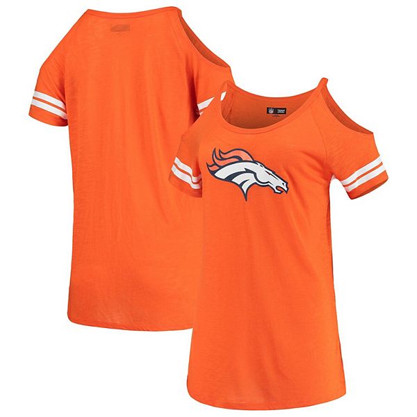 Women's New Era Orange Denver Broncos Varsity Cold Shoulder T-Shirt