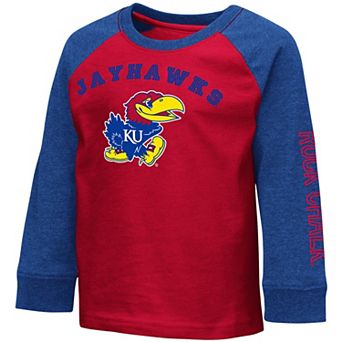 Toddler Colosseum Heathered Red Kansas Jayhawks Long Sleeve Raglan T-Shirt