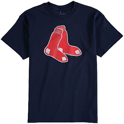 Boston Red Sox Youth Distressed Logo T Shirt Navy Blue