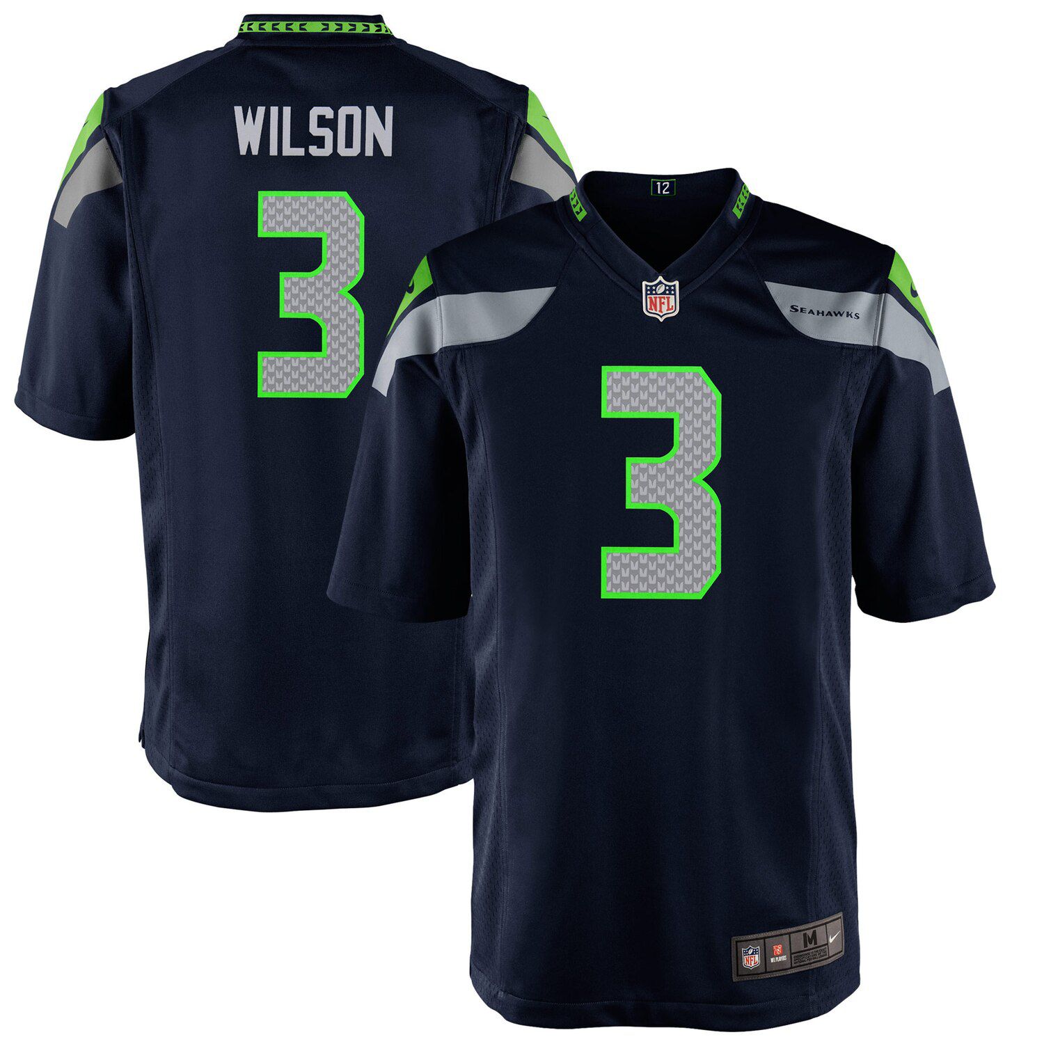 mens seattle seahawks russell wilson nike college navy game jersey