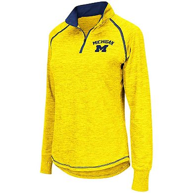 Women's Colosseum Maize Michigan Wolverines Bikram Lightweight Fitted Quarter-Zip Long Sleeve Top