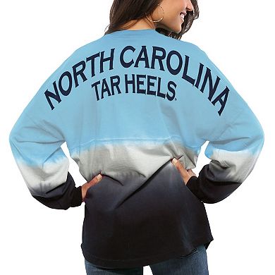 Women's Carolina Blue North Carolina Tar Heels Ombre Long Sleeve Dip-Dyed Spirit Jersey