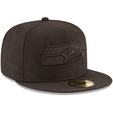 Men's New Era Seattle Seahawks Black on Black 59FIFTY Fitted Hat