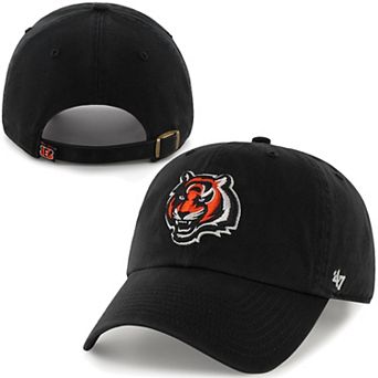 Mens Cincinnati Bengals '47 Brand Black Bengal Logo Cleanup Adjustable Hat