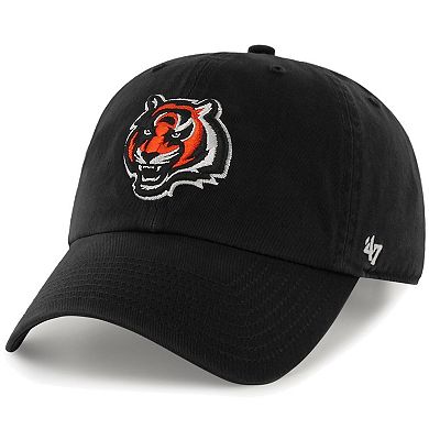 Mens Cincinnati Bengals '47 Brand Black Bengal Logo Cleanup Adjustable Hat