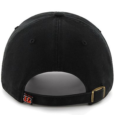 Mens Cincinnati Bengals '47 Brand Black Bengal Logo Cleanup Adjustable Hat