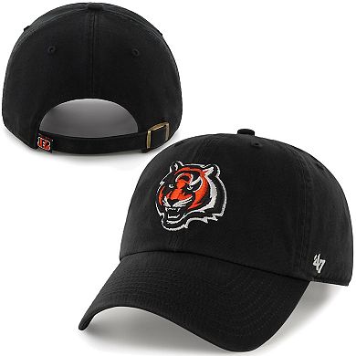 Mens Cincinnati Bengals '47 Brand Black Bengal Logo Cleanup Adjustable Hat