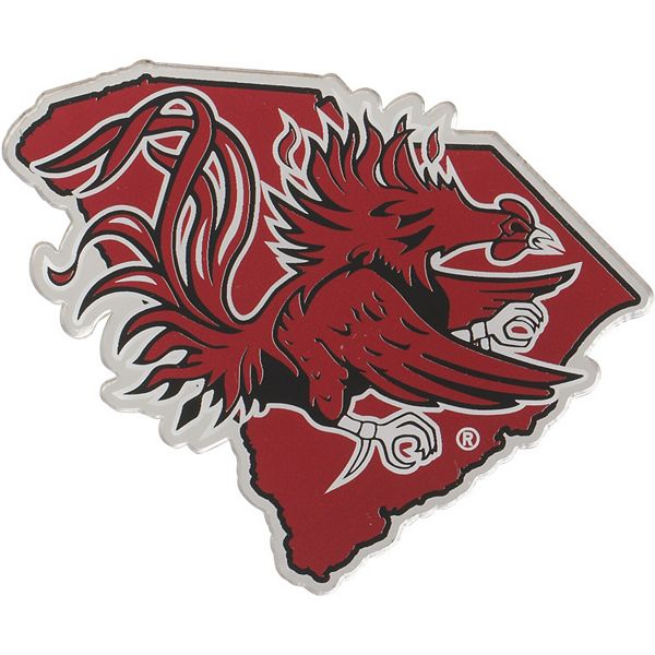 South Carolina Gamecocks State Shape Acrylic Metallic Auto Emblem