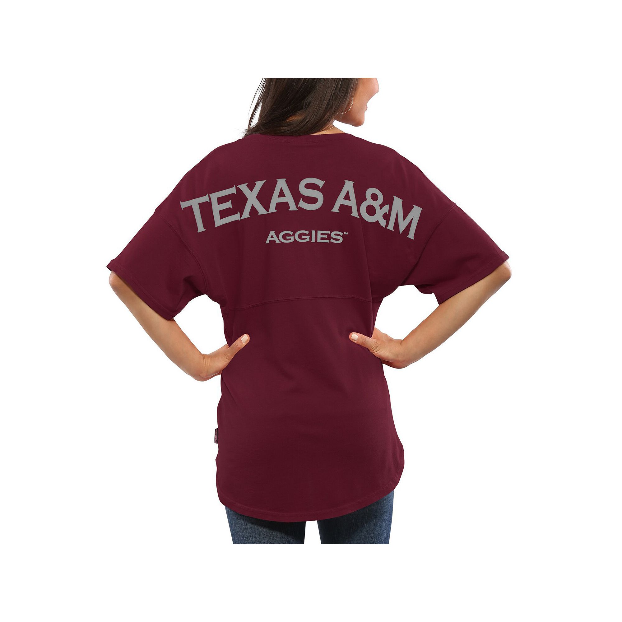 Womens Maroon Texas A&M Aggies Spirit Jersey Oversized T-Shirt, Size: XS, 