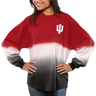 Women's Crimson Indiana Hoosiers Ombre Long Sleeve Dip-Dyed Spirit Jersey