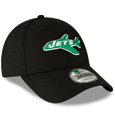 Men's New Era Black New York Jets The League Throwback 9FORTY Adjustable Hat