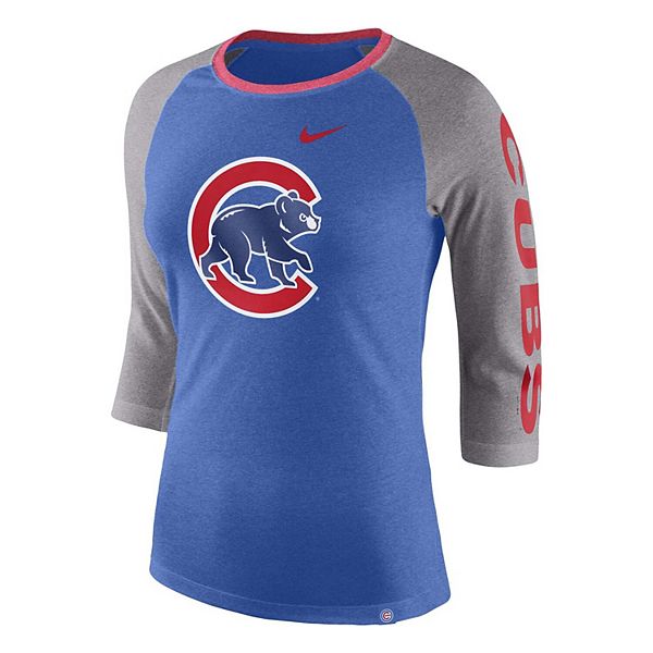 Men's Chicago Cubs Nike Light Blue 3/4-Sleeve Raglan T-Shirt