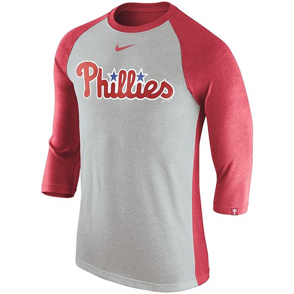 Philadelphia Phillies Nike Women's Tri-Blend Raglan 3/4-Sleeve T