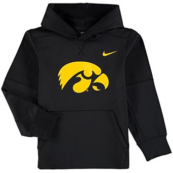Youth Nike Black Iowa Hawkeyes Logo KO Pullover Performance Hoodie