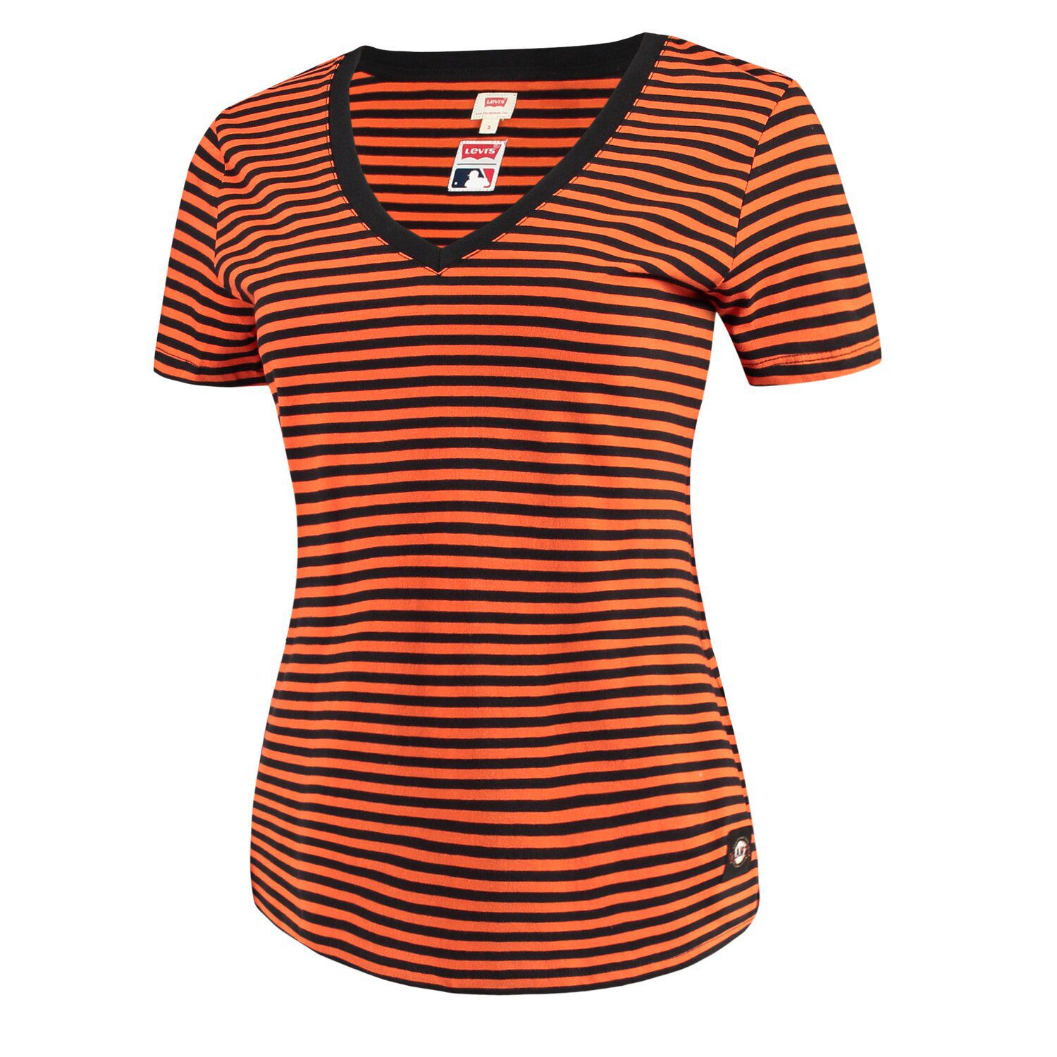 black and white striped v neck t shirt