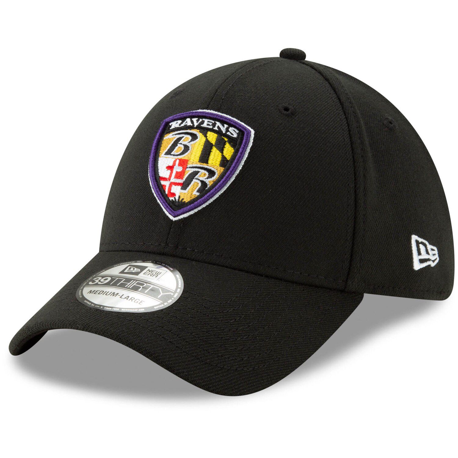 Baltimore Ravens New Era Shield Omaha 59FIFTY Fitted Hat - White