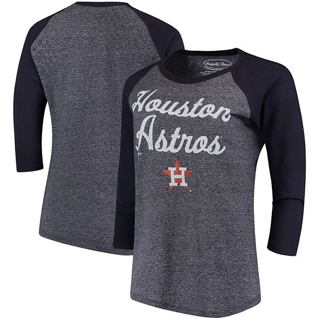 Women's Majestic Threads Navy Houston Astros 3/4-Sleeve Raglan T-Shirt