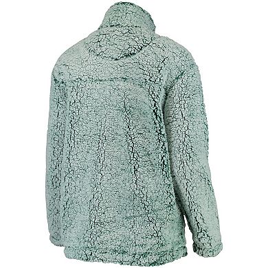 Women's Green Miami Hurricanes Sherpa Super Soft Quarter Zip Pullover Jacket
