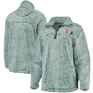 Women's Green Miami Hurricanes Sherpa Super Soft Quarter Zip Pullover Jacket