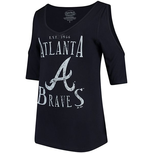 Atlanta Braves Majestic Threads Women's Elbow Sleeve Cold Shoulder