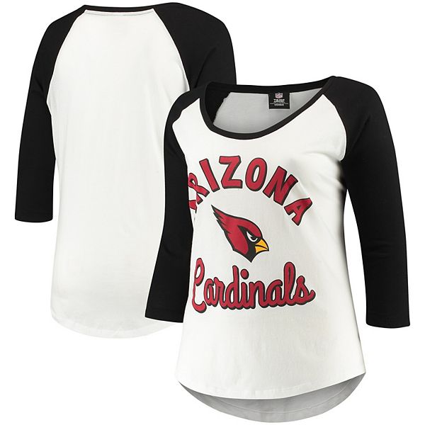 47 Brand / Women's Arizona Cardinals White Wash Raglan Three-Quarter Sleeve  T-Shirt