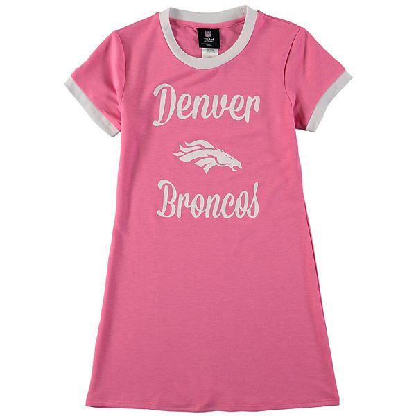 Girls Youth Von Miller Pink Denver Broncos Dolman Mainliner Name