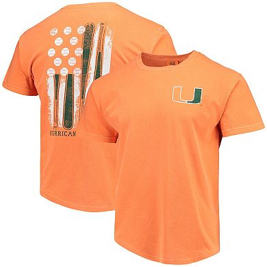 Men's Orange Miami Hurricanes Baseball Flag Comfort Colors T-Shirt