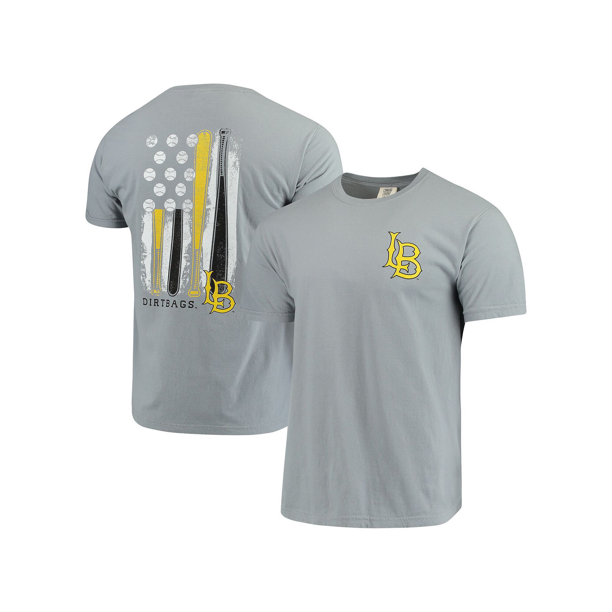 Mens Gray Cal State Long Beach The Beach Baseball Flag Comfort Colors T-Sh