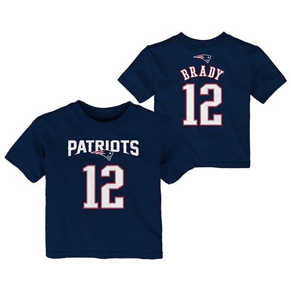 Preschool Tom Brady Navy New England Patriots Mainliner Name Number T Shirt