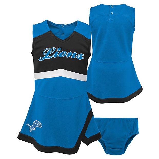 Girls Infant Blue/Black Detroit Lions Cheer Captain Jumper Dress