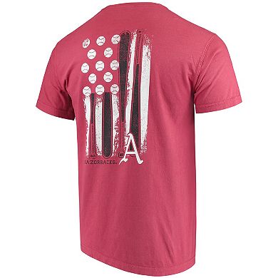 Men's Cardinal Arkansas Razorbacks Baseball Flag Comfort Colors T-Shirt