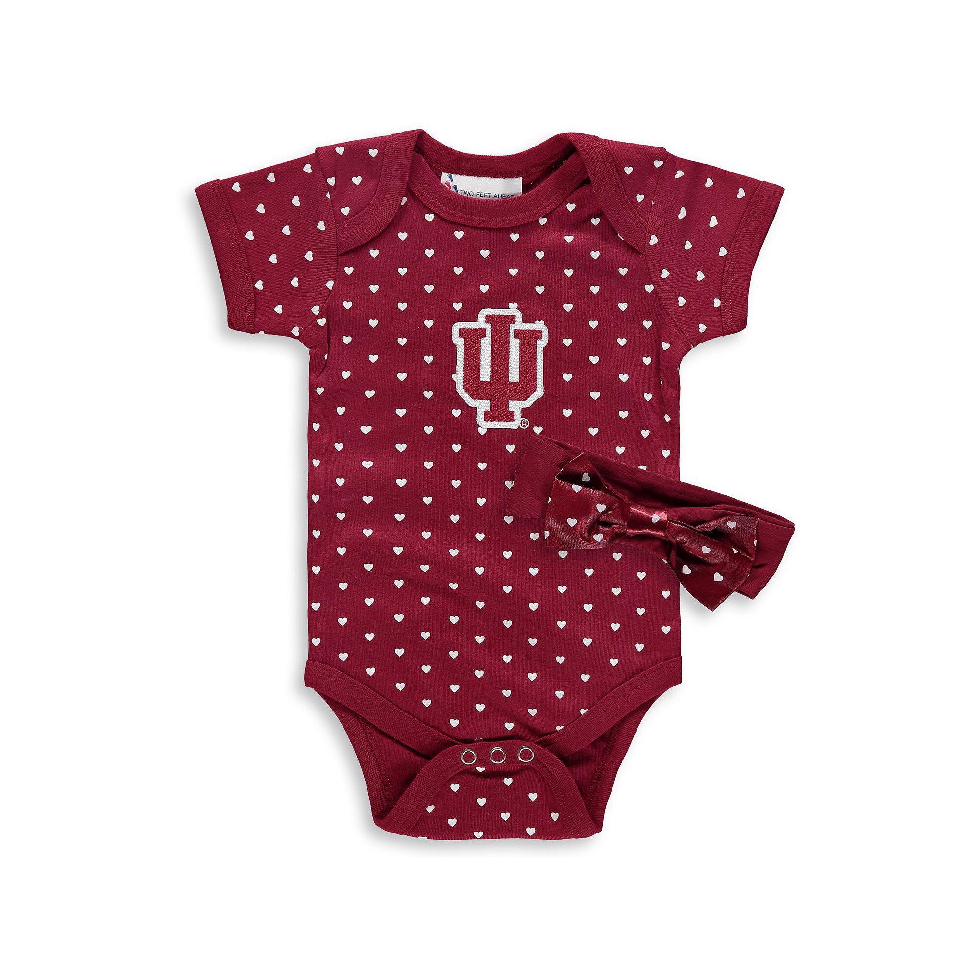Girls Newborn & Infant Crimson Indiana Hoosiers Hearts Bodysuit and Headban