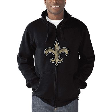 Men's G-III Sports by Carl Banks Black New Orleans Saints Primary Logo Full-Zip Hoodie