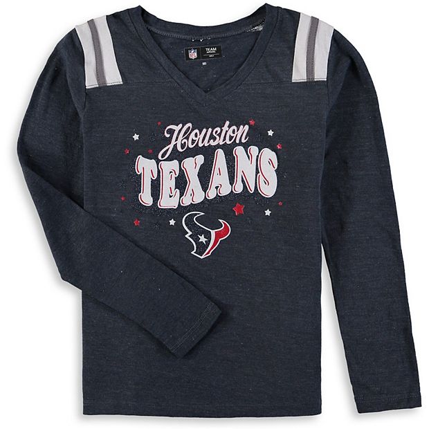 Girls Youth New Era Navy Houston Texans Starring Role Long Sleeve Tri-Blend  V-Neck T