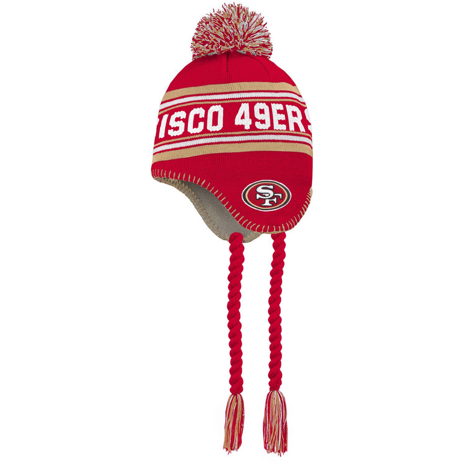 Youth Cardinal/Black Arizona Cardinals Jacquard Tassel Knit Hat with Pom