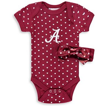 Girls Newborn & Infant Crimson Alabama Crimson Tide Hearts Bodysuit and Headband Set