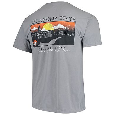 Men's Gray Oklahoma State Cowboys Team Comfort Colors Campus Scenery T-Shirt