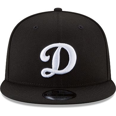 Men's New Era Black Los Angeles Dodgers Alternate Logo Black & White 9FIFTY Snapback Hat