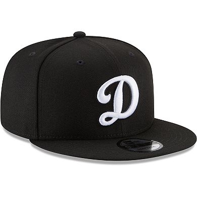 Men's New Era Black Los Angeles Dodgers Alternate Logo Black & White 9FIFTY Snapback Hat