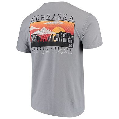 Men's Gray Nebraska Huskers Comfort Colors Campus Scenery T-Shirt