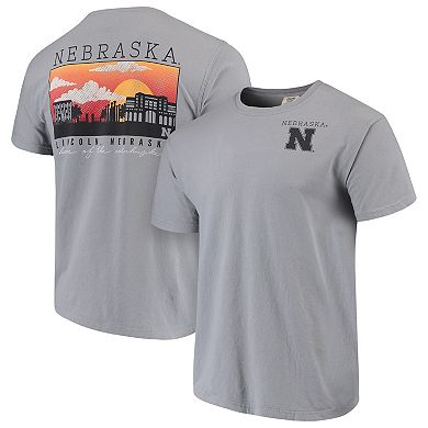 Men's Gray Nebraska Huskers Comfort Colors Campus Scenery T-Shirt