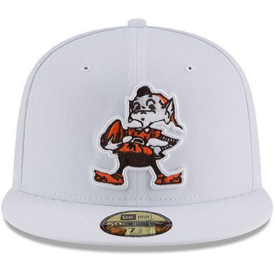 Men's New Era White Cleveland Browns Throwback Logo Omaha 59FIFTY Fitted Hat