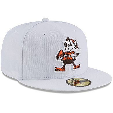 Men's New Era White Cleveland Browns Throwback Logo Omaha 59FIFTY Fitted Hat