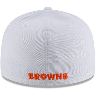 Men's New Era White Cleveland Browns Throwback Logo Omaha 59FIFTY Fitted Hat