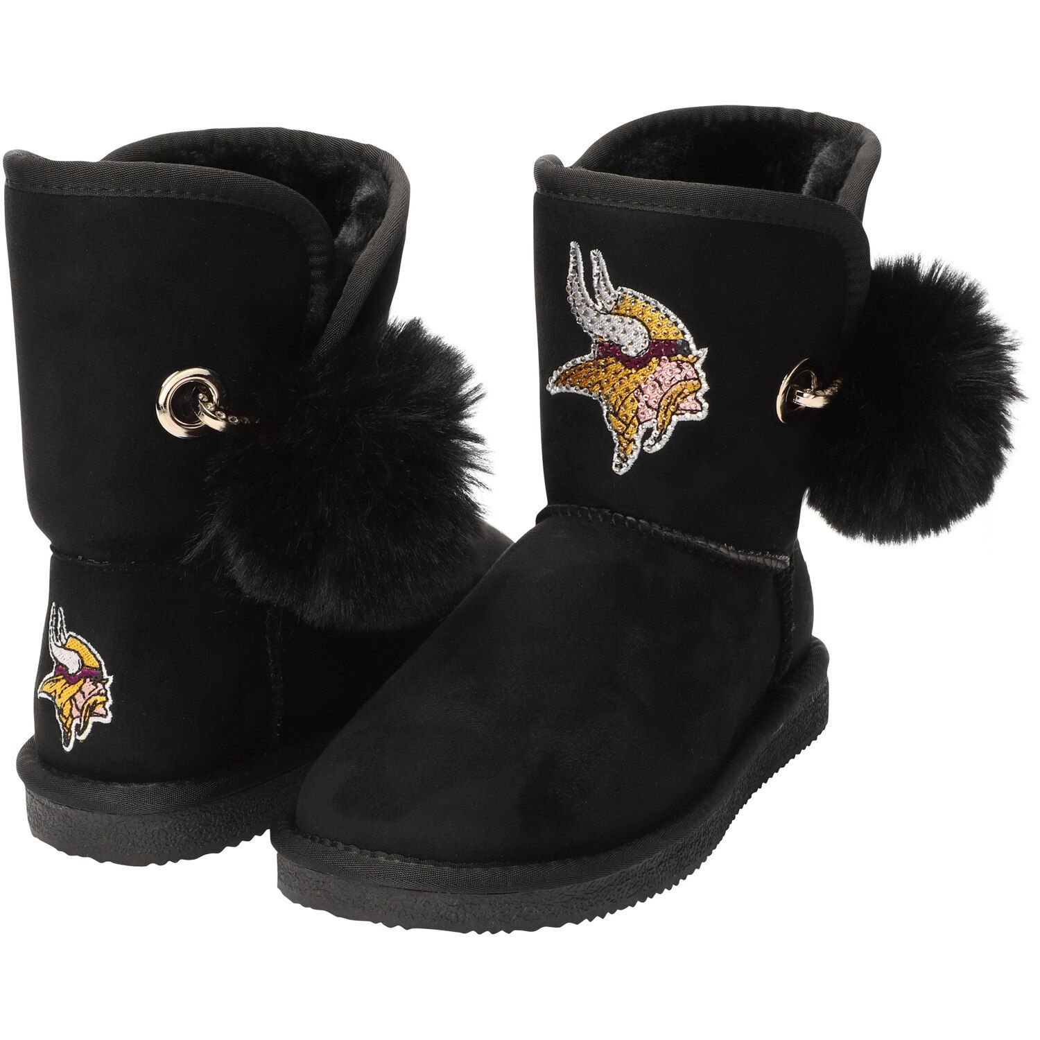 faux fur boots black
