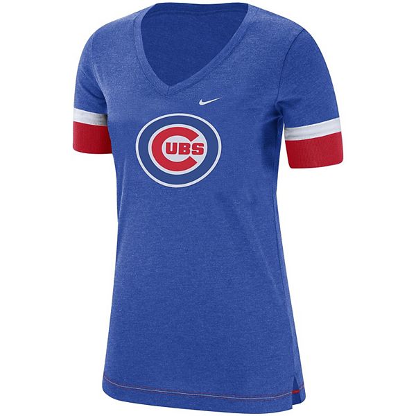 Women's Nike Royal Chicago Cubs Mesh V-Neck T-Shirt