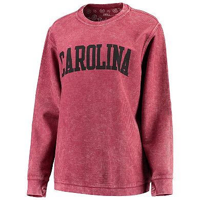 Women's Pressbox Garnet South Carolina Gamecocks Comfy Cord Vintage Wash Basic Arch Pullover Sweatshirt