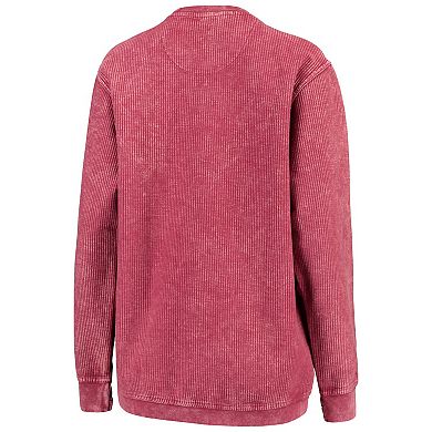 Women's Pressbox Garnet South Carolina Gamecocks Comfy Cord Vintage Wash Basic Arch Pullover Sweatshirt