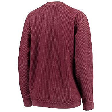 Women's Pressbox Maroon Mississippi State Bulldogs Comfy Cord Vintage Wash Basic Arch Pullover Sweatshirt