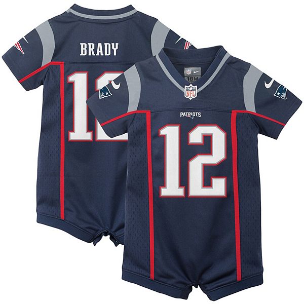 Infant Nike Tom Brady Navy New England Patriots Romper Jersey